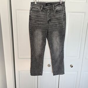 Judy Blue Button Fly High Waist Capri Jeans In Charcoal Gray Sz 29